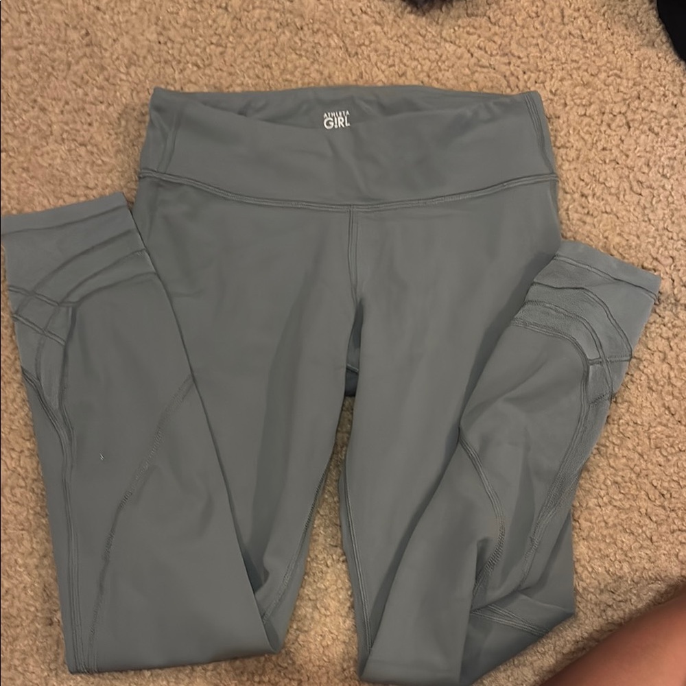 Athleta Gray Leggings with Wide Waistband and Matte Finish